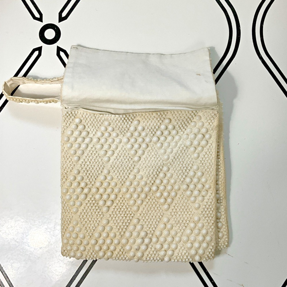 VTG Candy Dot Purse 1960s Plastic Beaded Handbag Pocketbook 2 Compartments - Picture 4 of 16